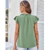 imageGRACE KARIN Womens 2025 Short Sleeve Summer Tops Casual Ruffle V Neck Dressy Ruched Trendy Blouse ShirtsGreen