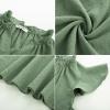 imageGRACE KARIN Womens 2025 Short Sleeve Summer Tops Casual Ruffle V Neck Dressy Ruched Trendy Blouse ShirtsGreen
