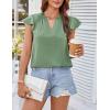 imageGRACE KARIN Womens 2025 Short Sleeve Summer Tops Casual Ruffle V Neck Dressy Ruched Trendy Blouse ShirtsGreen