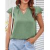 imageGRACE KARIN Womens 2025 Short Sleeve Summer Tops Casual Ruffle V Neck Dressy Ruched Trendy Blouse ShirtsGreen