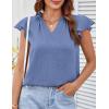 imageGRACE KARIN Womens 2025 Short Sleeve Summer Tops Casual Ruffle V Neck Dressy Ruched Trendy Blouse ShirtsGrey Blue