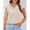 imageGRACE KARIN Womens 2025 Short Sleeve Summer Tops Casual Ruffle V Neck Dressy Ruched Trendy Blouse ShirtsKhaki