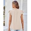 imageGRACE KARIN Womens 2025 Short Sleeve Summer Tops Casual Ruffle V Neck Dressy Ruched Trendy Blouse ShirtsKhaki