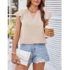 imageGRACE KARIN Womens 2025 Short Sleeve Summer Tops Casual Ruffle V Neck Dressy Ruched Trendy Blouse ShirtsKhaki