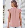 imageGRACE KARIN Womens 2025 Short Sleeve Summer Tops Casual Ruffle V Neck Dressy Ruched Trendy Blouse ShirtsPink