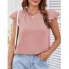 imageGRACE KARIN Womens 2025 Short Sleeve Summer Tops Casual Ruffle V Neck Dressy Ruched Trendy Blouse ShirtsPink