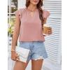 imageGRACE KARIN Womens 2025 Short Sleeve Summer Tops Casual Ruffle V Neck Dressy Ruched Trendy Blouse ShirtsPink