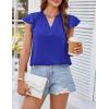 imageGRACE KARIN Womens 2025 Short Sleeve Summer Tops Casual Ruffle V Neck Dressy Ruched Trendy Blouse ShirtsRoyal Blue