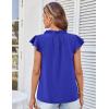 imageGRACE KARIN Womens 2025 Short Sleeve Summer Tops Casual Ruffle V Neck Dressy Ruched Trendy Blouse ShirtsRoyal Blue