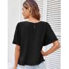 imageGRACE KARIN Womens 2025 Summer Babydoll Tops Casual Crewneck Ruffle Sleeve Shirts Loose Fit Pleated Blouse OutfitsBlack