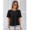 imageGRACE KARIN Womens 2025 Summer Babydoll Tops Casual Crewneck Ruffle Sleeve Shirts Loose Fit Pleated Blouse OutfitsBlack