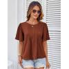 imageGRACE KARIN Womens 2025 Summer Babydoll Tops Casual Crewneck Ruffle Sleeve Shirts Loose Fit Pleated Blouse OutfitsBrick Red
