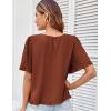imageGRACE KARIN Womens 2025 Summer Babydoll Tops Casual Crewneck Ruffle Sleeve Shirts Loose Fit Pleated Blouse OutfitsBrick Red