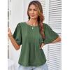 imageGRACE KARIN Womens 2025 Summer Babydoll Tops Casual Crewneck Ruffle Sleeve Shirts Loose Fit Pleated Blouse OutfitsGreen