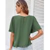 imageGRACE KARIN Womens 2025 Summer Babydoll Tops Casual Crewneck Ruffle Sleeve Shirts Loose Fit Pleated Blouse OutfitsGreen