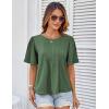imageGRACE KARIN Womens 2025 Summer Babydoll Tops Casual Crewneck Ruffle Sleeve Shirts Loose Fit Pleated Blouse OutfitsGreen