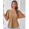 imageGRACE KARIN Womens 2025 Summer Babydoll Tops Casual Crewneck Ruffle Sleeve Shirts Loose Fit Pleated Blouse OutfitsKhaki