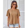 imageGRACE KARIN Womens 2025 Summer Babydoll Tops Casual Crewneck Ruffle Sleeve Shirts Loose Fit Pleated Blouse OutfitsKhaki