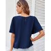 imageGRACE KARIN Womens 2025 Summer Babydoll Tops Casual Crewneck Ruffle Sleeve Shirts Loose Fit Pleated Blouse OutfitsNavy Blue
