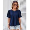 imageGRACE KARIN Womens 2025 Summer Babydoll Tops Casual Crewneck Ruffle Sleeve Shirts Loose Fit Pleated Blouse OutfitsNavy Blue
