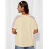 imageGRACE KARIN Womens Casual V Neck Short Sleeve Tops 2025 Summer Hollow Out Lightweight Loose Tunic Tees BlousesApricot