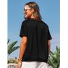 imageGRACE KARIN Womens Casual V Neck Short Sleeve Tops 2025 Summer Hollow Out Lightweight Loose Tunic Tees BlousesBlack