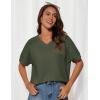 imageGRACE KARIN Womens Casual V Neck Short Sleeve Tops 2025 Summer Hollow Out Lightweight Loose Tunic Tees BlousesGreen