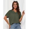 imageGRACE KARIN Womens Casual V Neck Short Sleeve Tops 2025 Summer Hollow Out Lightweight Loose Tunic Tees BlousesGreen