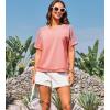 imageGRACE KARIN Womens Casual V Neck Short Sleeve Tops 2025 Summer Hollow Out Lightweight Loose Tunic Tees BlousesPink
