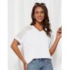 imageGRACE KARIN Womens Casual V Neck Short Sleeve Tops 2025 Summer Hollow Out Lightweight Loose Tunic Tees BlousesWhite