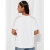 imageGRACE KARIN Womens Casual V Neck Short Sleeve Tops 2025 Summer Hollow Out Lightweight Loose Tunic Tees BlousesWhite