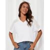 imageGRACE KARIN Womens Casual V Neck Short Sleeve Tops 2025 Summer Hollow Out Lightweight Loose Tunic Tees BlousesWhite
