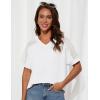 imageGRACE KARIN Womens Casual V Neck Short Sleeve Tops 2025 Summer Hollow Out Lightweight Loose Tunic Tees BlousesWhite
