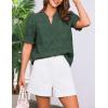 imageGRACE KARIN Womens Summer Tops Puff Short Sleeve V Neck Blouses Hollow Out Lace Embroidered Blouses ShirtsArmy Green