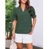 imageGRACE KARIN Womens Summer Tops Puff Short Sleeve V Neck Blouses Hollow Out Lace Embroidered Blouses ShirtsArmy Green