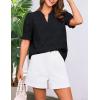 imageGRACE KARIN Womens Summer Tops Puff Short Sleeve V Neck Blouses Hollow Out Lace Embroidered Blouses ShirtsBlack