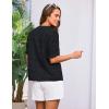 imageGRACE KARIN Womens Summer Tops Puff Short Sleeve V Neck Blouses Hollow Out Lace Embroidered Blouses ShirtsBlack