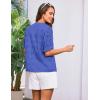 imageGRACE KARIN Womens Summer Tops Puff Short Sleeve V Neck Blouses Hollow Out Lace Embroidered Blouses ShirtsGray Blue