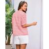 imageGRACE KARIN Womens Summer Tops Puff Short Sleeve V Neck Blouses Hollow Out Lace Embroidered Blouses ShirtsPink