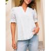 imageGRACE KARIN Womens Summer Tops Puff Short Sleeve V Neck Blouses Hollow Out Lace Embroidered Blouses ShirtsWhite