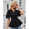 imageGRACE KARIN 2025 Womens Elegant V Neck Peplum Tops Short Bell Sleeve Chiffon Shirts Tops BlouseBlack