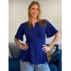 imageGRACE KARIN 2025 Womens Elegant V Neck Peplum Tops Short Bell Sleeve Chiffon Shirts Tops BlouseBlue