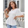 imageGRACE KARIN 2025 Womens Elegant V Neck Peplum Tops Short Bell Sleeve Chiffon Shirts Tops BlouseWhite