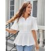 imageGRACE KARIN 2025 Womens Elegant V Neck Peplum Tops Short Bell Sleeve Chiffon Shirts Tops BlouseWhite