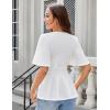 imageGRACE KARIN 2025 Womens Elegant V Neck Peplum Tops Short Bell Sleeve Chiffon Shirts Tops BlouseWhite