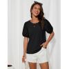 imageGRACE KARIN Short Sleeve Casual Tops for Women Dressy Summer Crewneck Puff Loose Fit Eyelet Top Light Work Blouses ShirtsBlack