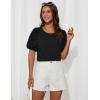 imageGRACE KARIN Short Sleeve Casual Tops for Women Dressy Summer Crewneck Puff Loose Fit Eyelet Top Light Work Blouses ShirtsBlack