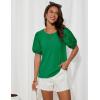 imageGRACE KARIN Short Sleeve Casual Tops for Women Dressy Summer Crewneck Puff Loose Fit Eyelet Top Light Work Blouses ShirtsGrass Green