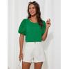 imageGRACE KARIN Short Sleeve Casual Tops for Women Dressy Summer Crewneck Puff Loose Fit Eyelet Top Light Work Blouses ShirtsGrass Green