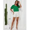 imageGRACE KARIN Short Sleeve Casual Tops for Women Dressy Summer Crewneck Puff Loose Fit Eyelet Top Light Work Blouses ShirtsGrass Green